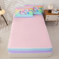 thumbnail image 4 of Homewish Cute Rainbow Unicorn Zipper Twin Comforter Sets with Fitted Sheet and 2 Pillowcases,Watercolor Alphabet R Girls Personalized Gifts Zipper Bedding Set For Kids,Pink Reversible,4 Pieces, 4 of 7