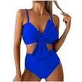thumbnail image 2 of Wancir Womens Strappy High Waisted Bikini Sets Two Piece Spaghetti Straps Swimsuits Color Block Full Coverage Bathing Suits, 2 of 4