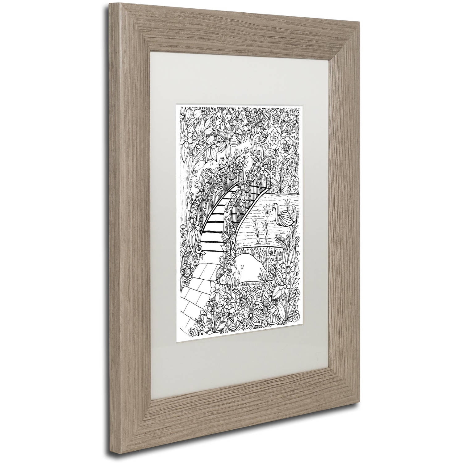 Trademark Fine Art "River" Canvas Art by KCDoodleArt White Matte, Birch Frame