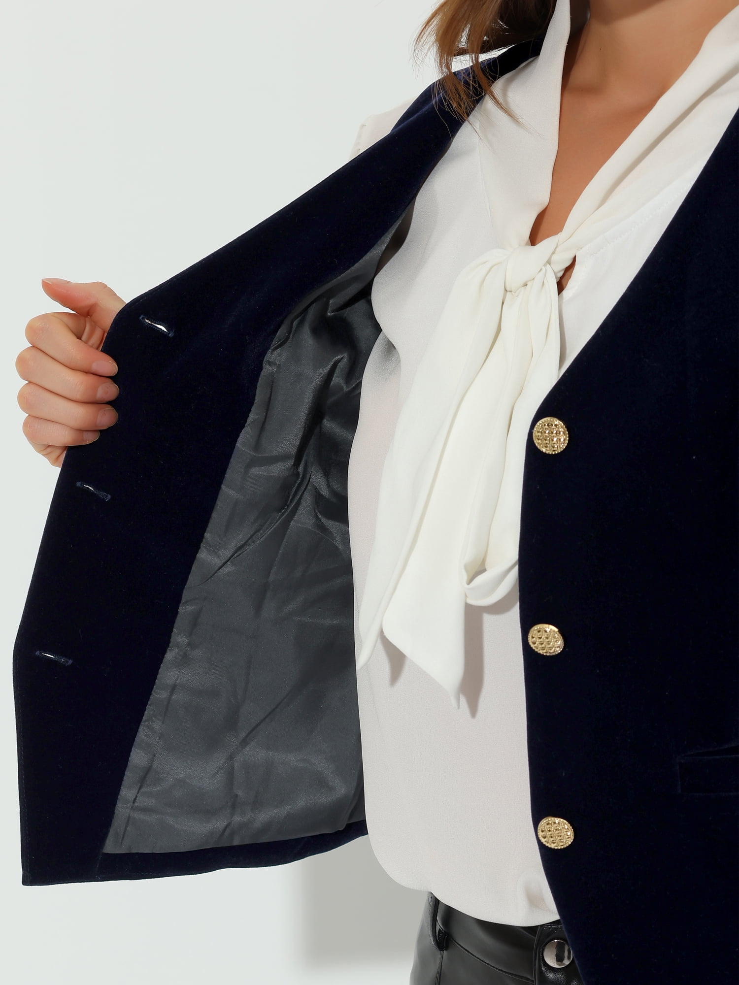 DARING DIVA Women's Vintage Velvet Vest Button Down Steampunk Waistcoat S Dark Blue
