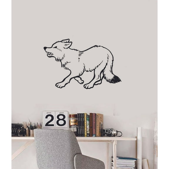 Cute Baby Wolf Wolves Animals Animal Children Cartoon Wall Sticker Art Decal for Girls Boys Room Bedroom Nursery Kindergarten House Fun Home Decor Stickers Wall Art Vinyl Decoration Size (18x20 inch)