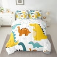 thumbnail image 2 of Homewish Cartoon Safari Dinsaur 7 Pieces Bedding Comforter Set,Ancient Animal Full Bedding Set,White Yellow Fitted Sheet Flat Sheet For Boy Kids,Microfiber Bedroom Decor Reversible, 2 of 8