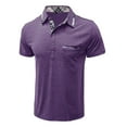 thumbnail image 4 of Men's Polo Shirts Summer Business Dressy Short Sleeve Button Up Collared Tops with Pocket Lightweight Breathable Loose Fit Mens T-Shirts Purple L, 4 of 6