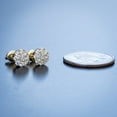 thumbnail image 5 of Mens Small Round 14k Yellow Gold Plated 925 Sterling Silver Screw Back Post Micro Tiny Hip Hop Circle Shape Iced 5A CZ Flower Cluster Earrings For Men Women, 5 of 6