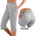 thumbnail image 2 of DeHolifer Capris Leggings for Women Soft Tummy Control Knee Length Comfy Lounge Pants Drawstring Breathable Bermuda Shorts with Pockets Gray 2XL, 2 of 7