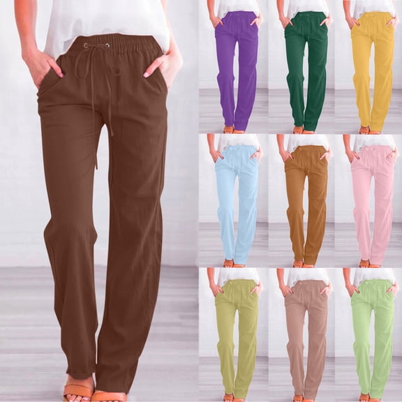 jiaxiM Women's Capri Pants High Elastic Waisted Palazzo Pants Plus Size Drawstring Lightweight Trousers Women's Lounge Pants for Summer