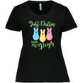 thumbnail image 3 of Inktastic Funny Easter Just Chillin' with My Peeps Women's Plus Size T-Shirt, 3 of 5