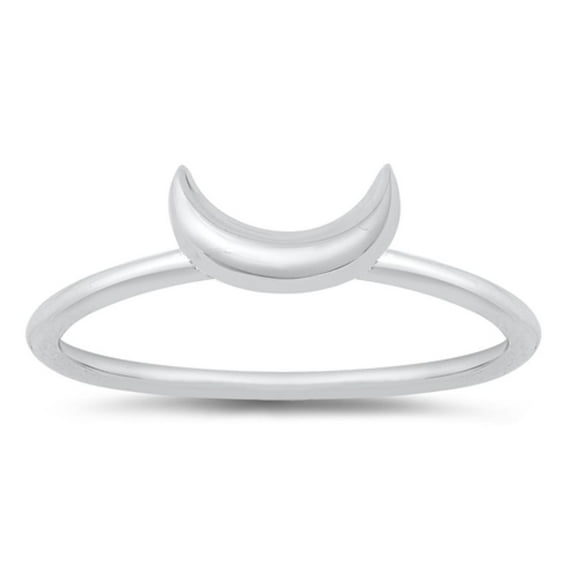 Crescent Moon Ring .925 Sterling Silver Band Jewelry Female Male Unisex Size 5