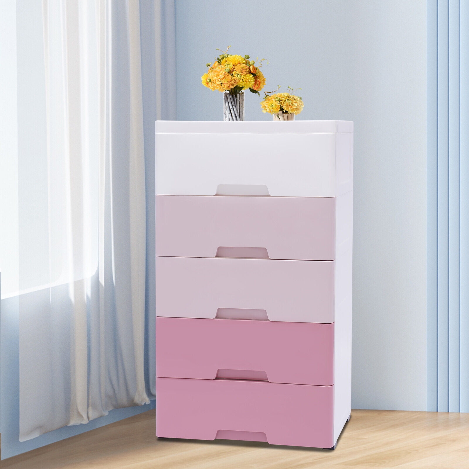 pink dresser walmart Wuzstar Tall Dresser Storage Chest Pink Plastic Drawers Dresser 5 Drawer  Dresser Storage Tower Stand for Clothes, Toys, Closet