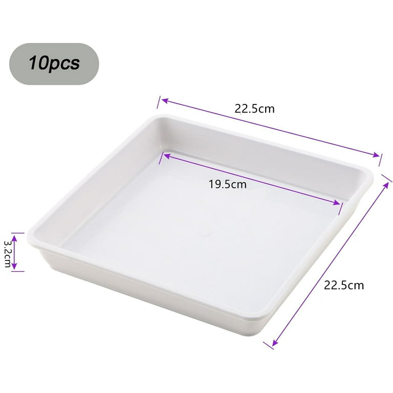 Gixusil Square Plant Saucer 9 x 9 Inch, 10 Pack Plastic Plant Water Dray Tray Plants, Pot Saucers for Plants Square Planters for Indoors and Outdoors