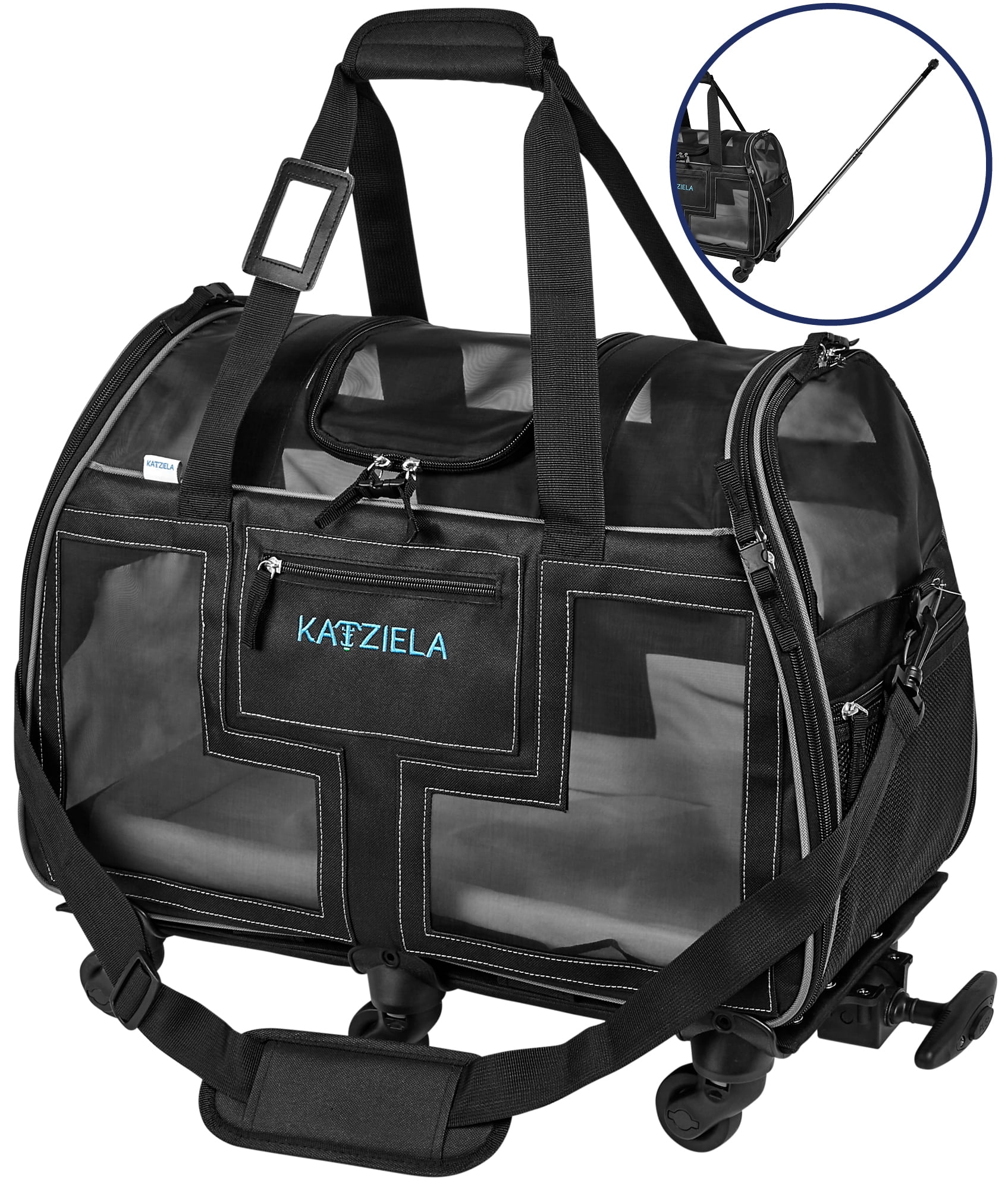 Katziela Airline Approved Pet Carrier Removable Wheeled Design with