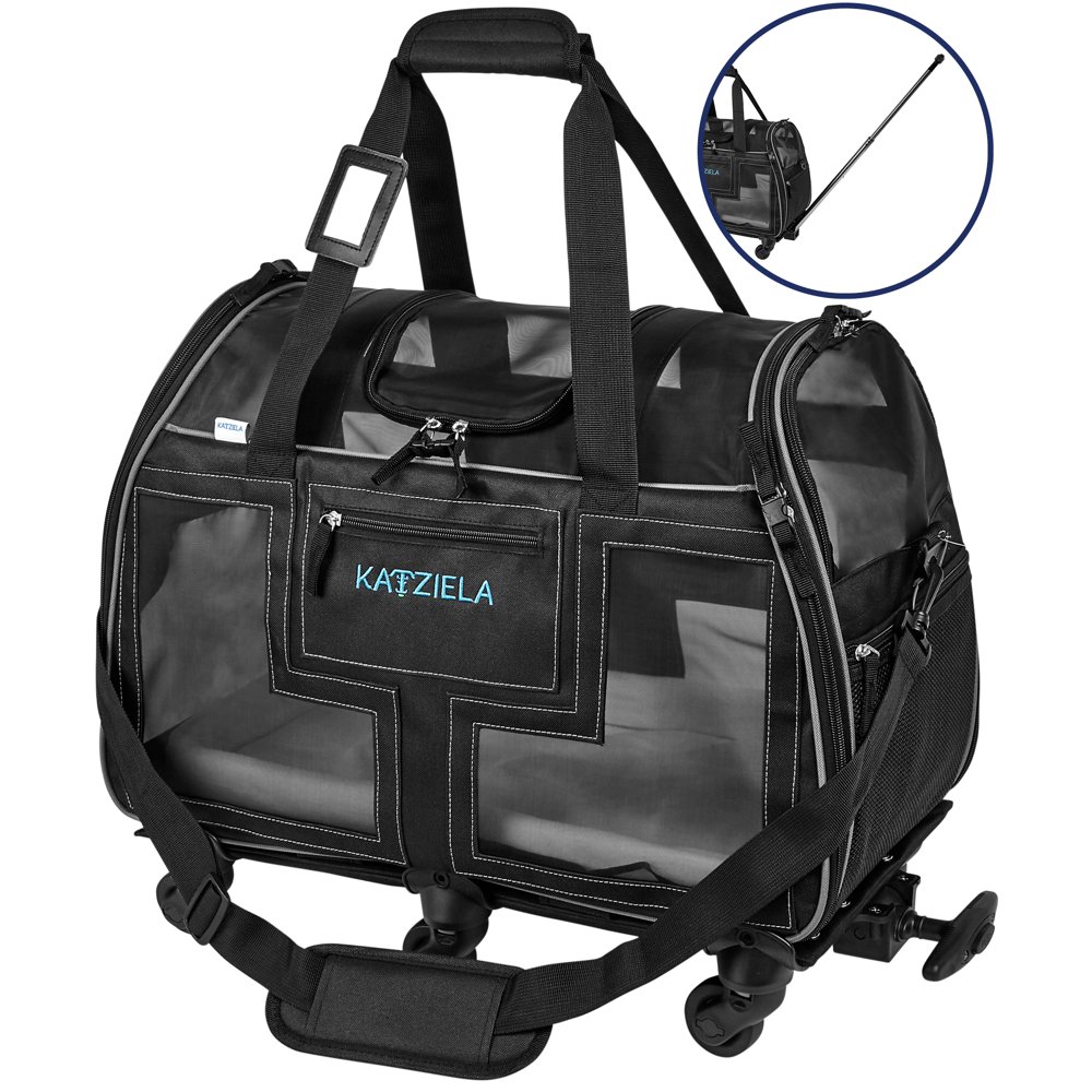 Katziela Airline Approved Pet Carrier Removable Wheeled Design with