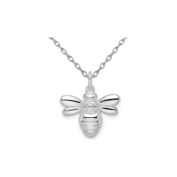 Gem & Harmony Sterling Silver Bee Pendant Necklace with Cubic (CZ) and Chain for Women