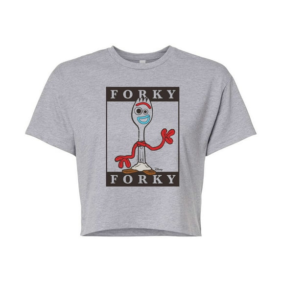 Toy Story 4 - Type Block Forky - Juniors Cropped Cotton Blend T-Shirt