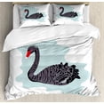 thumbnail image 1 of Swan Duvet Cover Set King Size, Digital Drawn Aquatic Bird with Long Neck, Decorative 3 Piece Bedding Set with 2 Pillow Shams, Teal Dark Purple Grey, by Ambesonne, 1 of 3