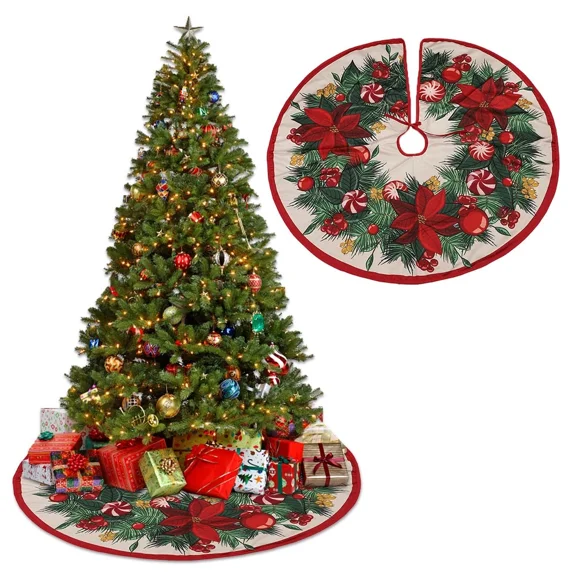 VAULT- Christmas Printed Tree Skirt Cartoon Round Tree Apron An