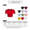thumbnail image 5 of Women Rib Casual Slim Fit Short Sleeve Crew Neck Basic Crop T Shirt Top, 5 of 5