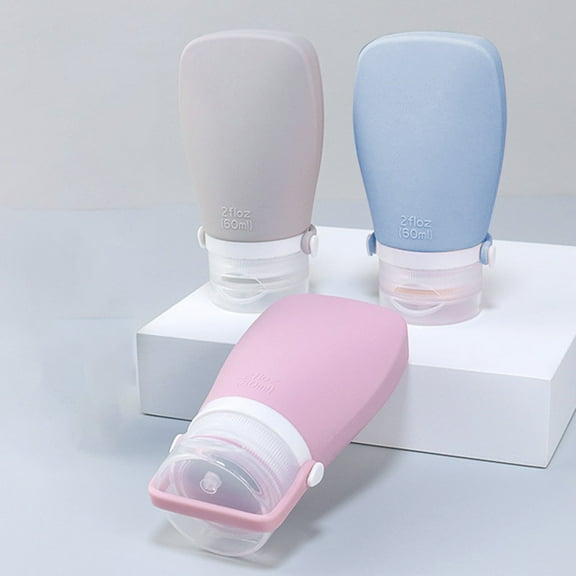 Dengmore 3 Pack 60ml Travel Plastic Clear Keychain Bottles Leakproof Empty Containers Flip Cap