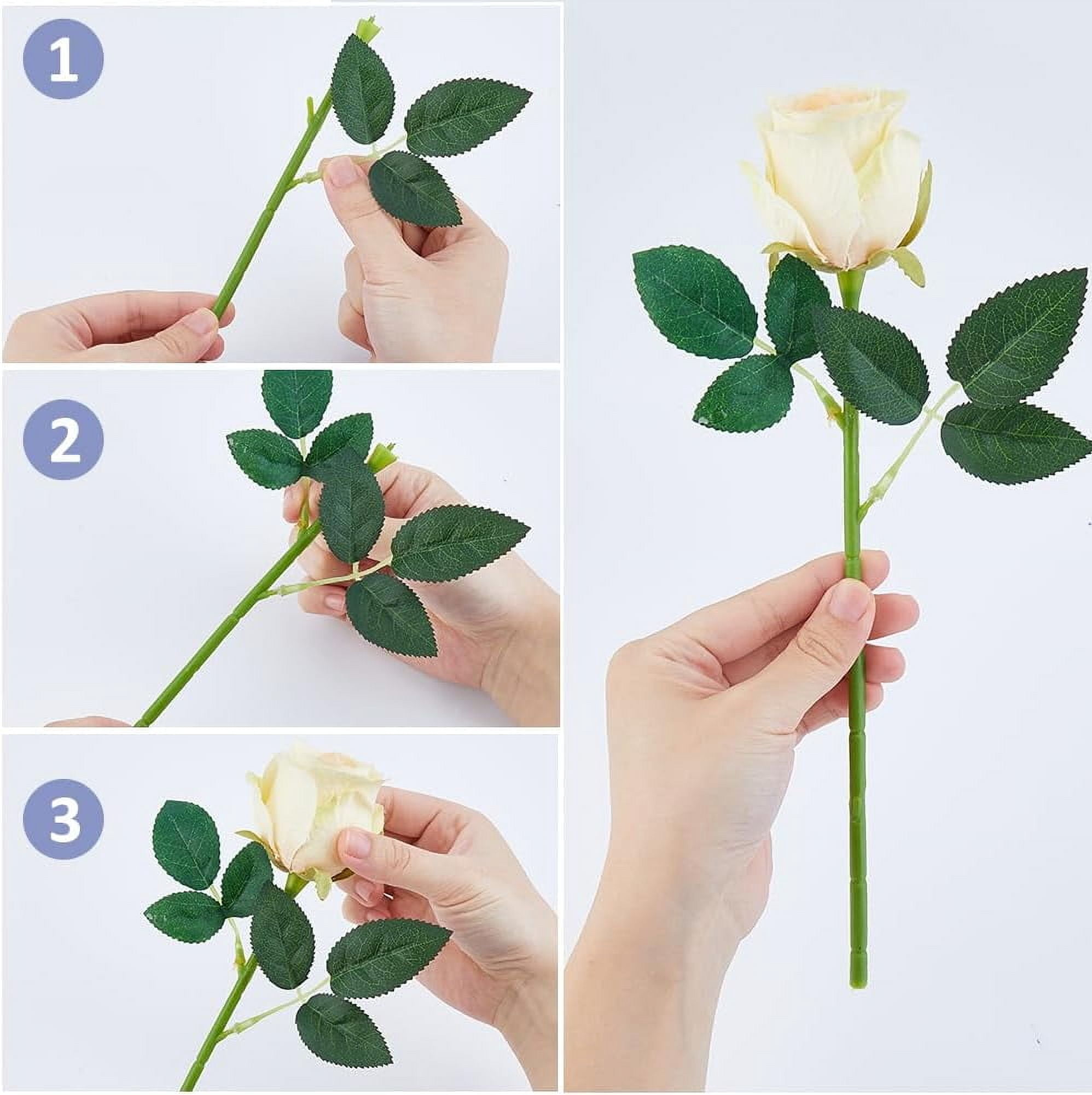 100Pcs 9.84inch Artificial Flower Stem Floral Wire Stem Plastic Rose Stem Floral Arranging Stem Wrap Green Flower Rod for Wedding Bouquets Flower Arrangement 100pcs