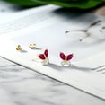 thumbnail image 4 of 18K Yellow Gold Plated Silver Marquise Red Created Ruby and White Lab Grown Diamond Butterfly Earrings for Women (1.60 Cttw, Gemstone July Birthstone, Center Stone: 6X3MM, Small Stones: 3MM), 4 of 4