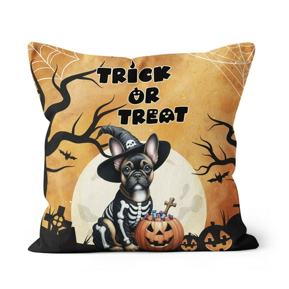 Trick or Treat French Bulldog Needs Candy Happy Halloween Night Pillow Cushion Double Sided Dog Lover Gifts Throw Pillow - 02020