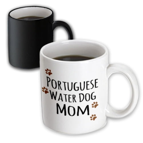 White 21 oz 3dRose wb_154177_1Portuguese Water Dog Mom-Doggie by breed-muddy brown paw print doggy lover proud mama pet owner Sports Water Bottle 