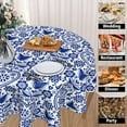 thumbnail image 6 of Nordic Folk Art Round Table Cloth,Abstract Retro Flowers Tablecloths Waterproof Stain-Resistant Oil-Proof Wrinkle 60 Inch Table Cover Dinner Kitchen Decor, 6 of 6