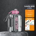 thumbnail image 2 of Large Capacity Water Cups Net Red Tons And Tons Of Barrels Sports And Fitness Male And Female Students Portable Plastic Space Kettle Big Belly Water Cup Pink 1.7L + Straw 26*12cm, 2 of 9