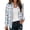 4# Light Blue, variant on Trendy Zip Up Jackets for Women Lightweight Plaid Coat Casual Fall Winter Clothing with Pockets