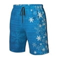 Adobk Blue Christmas Print Men's Swim Trunks Hawaiian Bathing Suit