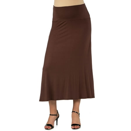 

24seven Comfort Apparel Womens Comfortable Fit Elastic Waist Maternity Maxi Skirt