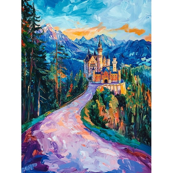 Neuschwanstein Castle Landscape Canvas Painting,Suitable for Living Room,Bedroom,Office,Hotel,Gallery Wall Decor