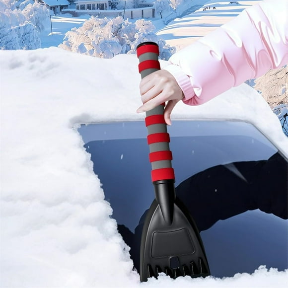 Raspador de hielo y cepillo para nieve para parabrisas de coche | Herramienta de 35,5 cm para quitar la nieve en invierno con mango ergonómico de silicona