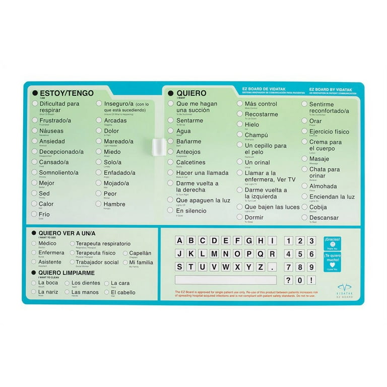 EZ Communication Board, Spanish Word Board EZ Communication Board, Spanish Word Board
