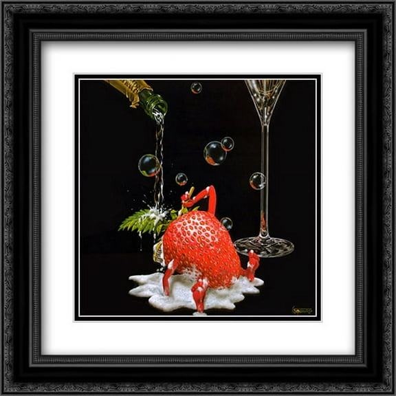 Bubbly Bath 2x Matted 16x16 Black Ornate Framed Art Print by Michael Godard
