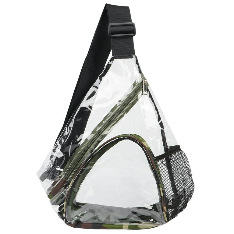 Custom Free Standing Thick Clear PVC Crossbody Sling Bag for