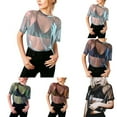 thumbnail image 4 of Women See Through Mesh Shiny Sheer Top T-Shirt Casual Blouse Tee Clubwear, 4 of 9