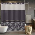 thumbnail image 5 of No Hook Boho Purple Flower Shower Curtain with Snap in Liner Set, Abstract Bohemia Pesley Floral Waterproof Fabric Bathroom Curtains with See Through Top Window, Hotel Style Standard 72 x 72 Inch, 5 of 9