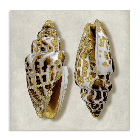 Stupell Industries Glam Speckled Conch Seashell Neutral Tone Sea Life Canvas Art, 17 x 17, by Caroline Kelly