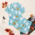 thumbnail image 5 of TOWED22 Kids Halloween Pajamas Sets Baby Boy Girl Button-Down Silk Sleepwear 2 Piece Short Sleeve Loungewear Clothes Set for 2-13 Years Teens(Light Blue,6-7 Y), 5 of 5