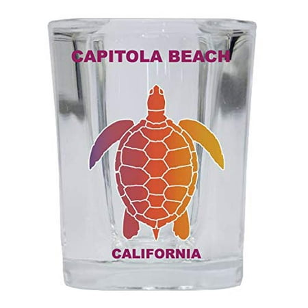 

Capitola Beach California Souvenir Rainbow Turtle Design Square Shot Glass