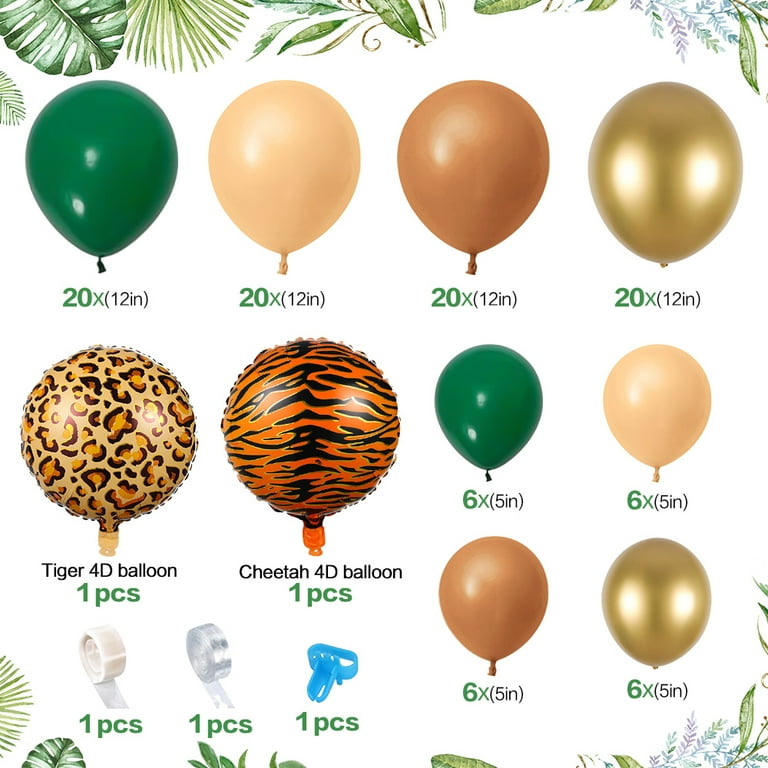 AOWEE Balloons Garland Kit Jungle, Green Gold Balloons Bow Party