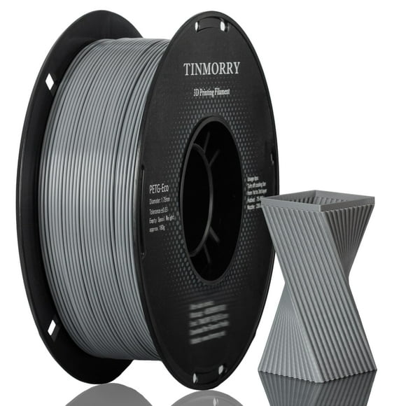 Filamento para impresora 3D TINMORRY PETG de 1,75 mm, bobina de 1 kg, color gris