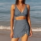 thumbnail image 1 of Trajes de baño para mujer Trajes de baño de dos piezas a cuadros para mujer Trajes de baño de vendaje Cuello redondo Trajes de baño sin espalda Trajes de baño de 3 piezas para mujer, 1 of 8