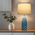 thumbnail image 4 of Oneach 23.75'' Modern Ceramic Table Lamps Set of 2, Rotary switch, Beside Nightstand Lamps for Bedroom, Water-Blue Vintage Lamps for Living Room, Office, Study, Decor, 4 of 9