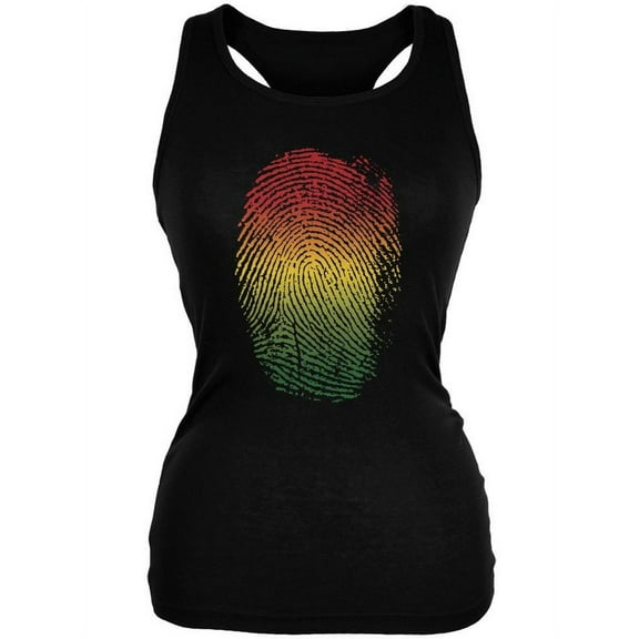 Rastafarian Thumbprint Black Juniors Soft Tank Top - Small