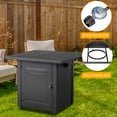 thumbnail image 3 of 28in Gas Fire Pit Table, 40000 BTU Outdoor Wicker Propane Firepit with Protective Lid, Gas Firepit with Volcanic Stone, Gas Fire Pits for Outside Deck Garden Backyard, 3 of 9