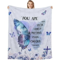 Christian Butterfly Gifts for Women Mom Grandma, Purple Floral Butterfly Blanket for Religious Birthday Gifts, Bible Verse Blanket for Inspirational Gifts, Soft Christian Throw Blanket 50x60 Inches