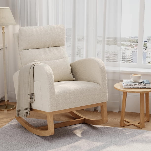 Yeshouse Mecedora, silla de guardería con almohada, sillón mecedor decorativo para sala de estar, dormitorio, sala de lactancia