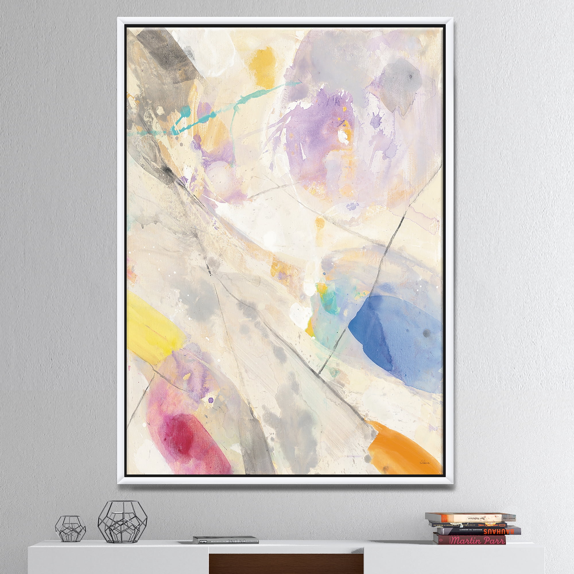 Designart ' Spring Minimalist Confetti I ' Modern & Contemporary Framed Canvas